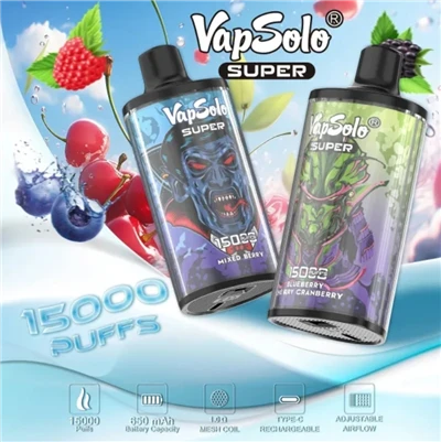 Vpsolo Super 15000 Puffs 4 уровни регулируют электронные сигареты дыма